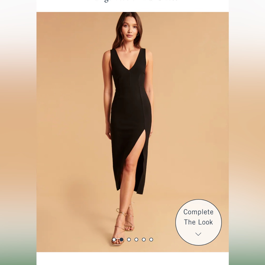 Abercrombie & Fitch Black Vneck Midi Dress With Side Slit